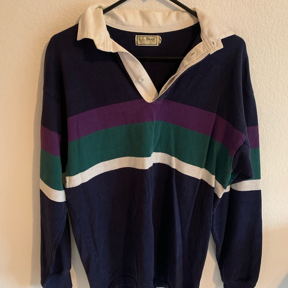 L.L. Bean Stripped Long Sleeve Polo